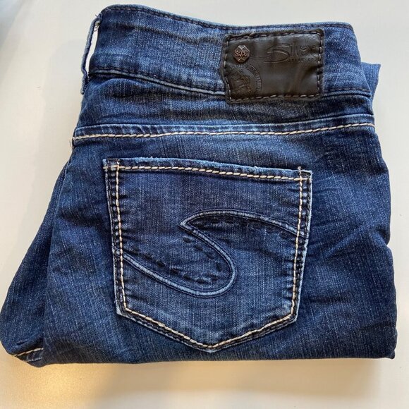 Silver Jeans Co. Womens Suki Capri Mid Rise Straight leg Crop blue Jeans size 29 - Picture 5 of 11